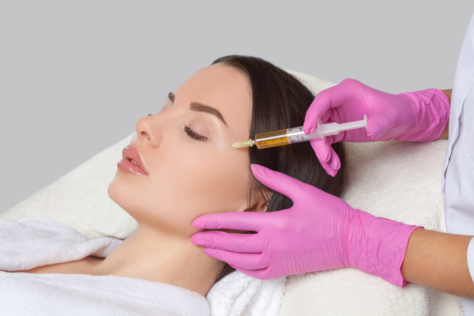 Cosmetologist does PRP therapy anti wrinkle and aging skin on the face | Brooklyn, NY & Aventura, FL | Beauty Injector NYC